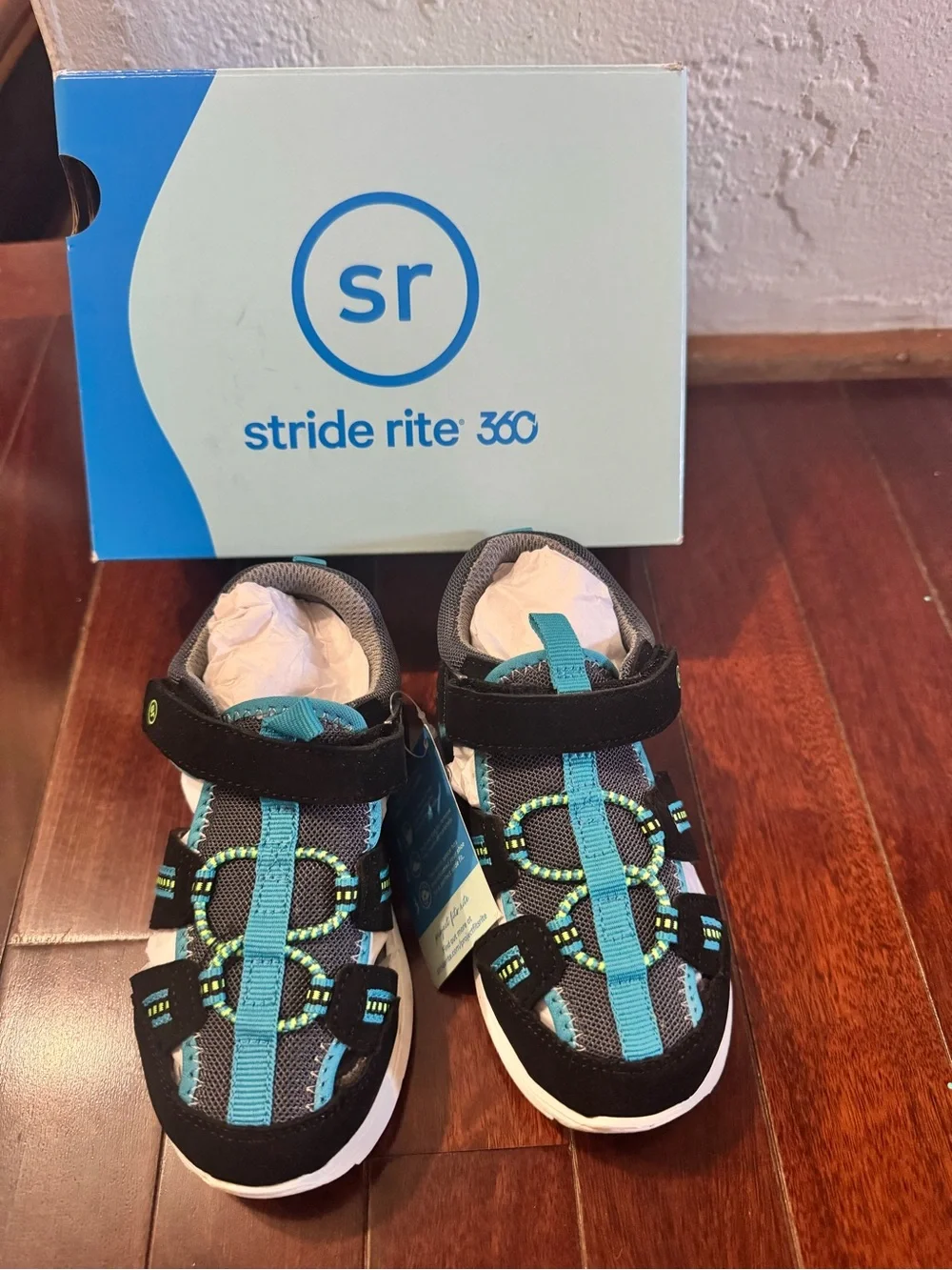 Stride Rite Kids' Black & Teal Active Sandals (little kid size 8M)